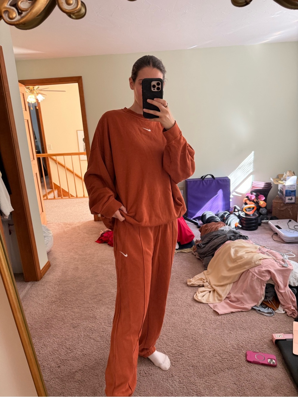 Rust Cozy Lounge Set - Women’s Relaxed Sweatshirt & Joggers